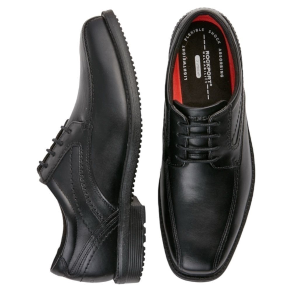 Rockport Style Leader2 Bike Toe Black Leather Lace-Up Oxford Dress Shoes